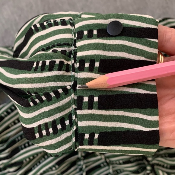 A.L.C. Striped Silk Mini Dress M Green Black - Picture 13 of 13